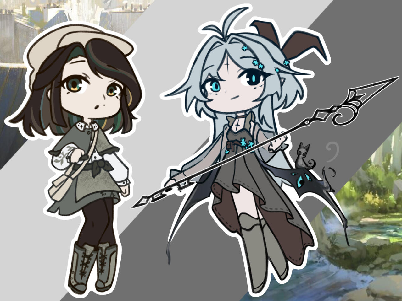 Sketch Chibi Phyllen et Ellie